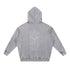 Gray hoodie with geometric design on the back against a white background